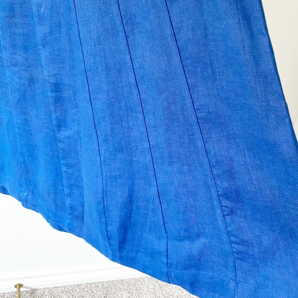 100% Linen Midi Blue Sleeveless Dress Size Petite Med - Picture 4 of 11